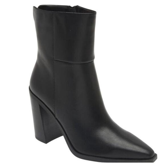 Steve Madden Silvee Womens Ankle 9.5M Black Leather Snip Toe Block Heel Side Zip - Picture 4 of 16